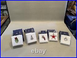5 Swarovski Mini Crystal Ornaments Holly, Tree, Candy Cane, Poinsettia, Cookie