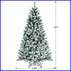 6FT Snow Flocked Artificial Christmas Hinged Tree with 928 Tips & Metal Stand