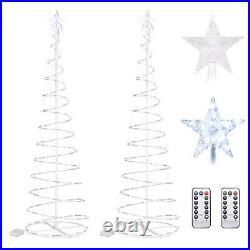 6Ft 182 LED Spiral Christmas Tree Light Star Topper Cool White Decor Lamp 2 Pack