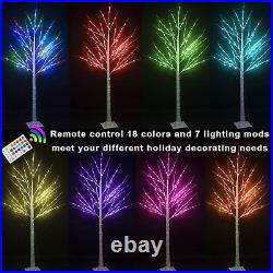 6Ft Lighted Birch Tree Christmas Decor 18 Colors Birch Tree 120 LED Lights Color