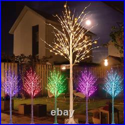 6Ft Lighted Birch Tree Christmas Decor 18 Colors Birch Tree 120 LED Lights Color