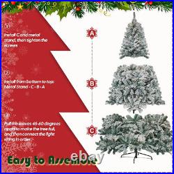 6.5/7.5ft Pre-lit Christmas Tree Artificial Snow Flocked for Holiday Decoration