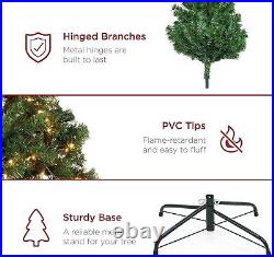 6.5 Ft Pre-Lit Premium Green Blue Fir Artificial Christmas Tree, Multi Color LED