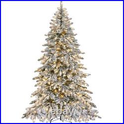 6/7.5FT Pre-lit Snow Flocked Christmas Tree with 400 Warm LED Lights & 940 Tips