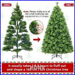 6/7.5ft Pre-Lit Christmas Tree with PE & PVC Branch Tips & Foldable Stand for Xmas
