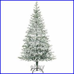 6' Artificial Snow Flocked Christmas Tree Xmas Tree with Stand & LED Lights Green