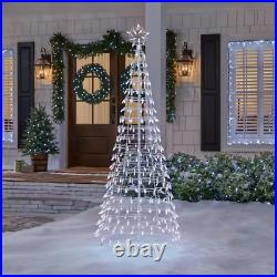6 Ft. Cool White LED Cone Tree with Star Holiday Yard Decoration Christmas Gift