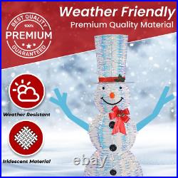 6 Ft Iridescent Lighted Snowman Pre Lit Outdoor Christmas Decoration 105 Lig