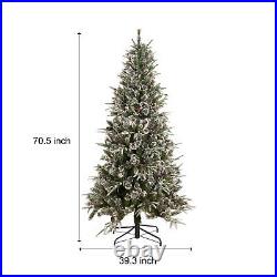 6ft Pre-Lit Spruce Hinged Artificial Blended PE/PVC Christmas Tree with 1273 Tips