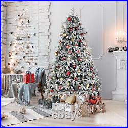 7FT Pre-Lit Christmas Tree Artificial Snowy Xmas Party Home Decor With 450 Lights