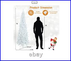 7FT Pre-Lit Slim Pencil Christmas Tree Full Artificial Tree with LED Lights