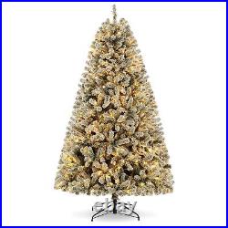 7.5FT Prelit Artificial Christmas Tree with Lights Snow Flocked Holiday 55