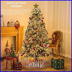 7? 5Ft Pre-lit Artificial Christmas Tree Snow Flocked with LED Lights