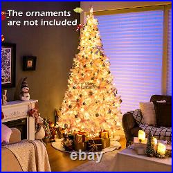 7.5 FT Flocked Christmas Tree Hinged Artificial Decoration with 450 LED Lights