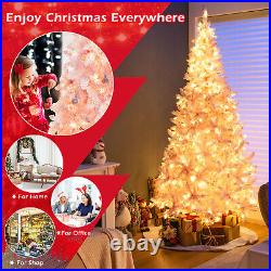 7.5 FT Flocked Christmas Tree Hinged Artificial Decoration with 450 LED Lights