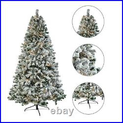 7.5 FT Pre-Lit Artificial Christmas Tree Auto-Spread Snow with 350 LED Lights