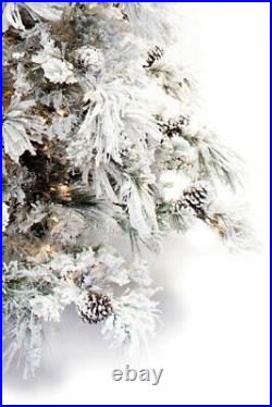 7.5' Flocked Pine Long Needle Prelit Artificial Christmas Tree