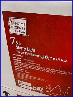 7.5 Ft. Starry Light Fraser Fir Flocked LED Pre Lit Christmas Tree NEW IN BOX