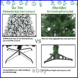 7.5ft Automatic Tree Structure PVC Green Flocking 1450 Branches Christmas Tree
