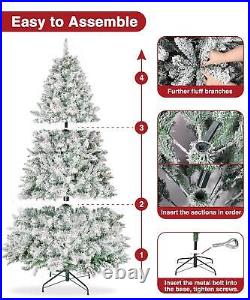 7.5ft Christmas Trees Pre-Decorated Snow Flocked Xmas Tree with 1446 Tips 65 Berri