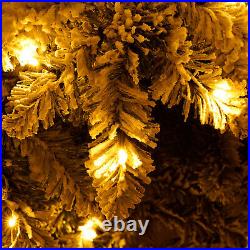 7.5ft Pre-Lit Artificial Christmas Tree with Flocked Snow 400 LED Xmas Decor
