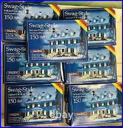 7 Boxes 10 Ft. Swag Indoor/Outdoor Blue Christmas Light Sets. 150 Lights Each