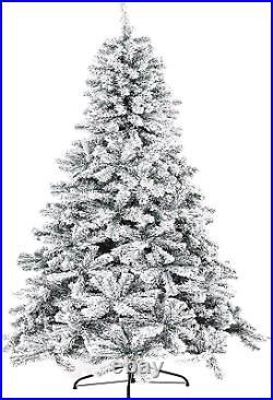 7 FT Artificial Christmas Snow Tree Hinged Xmas Full Tree for Holiday Decoration