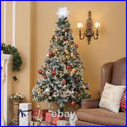 7 Ft Artificial Christmas Tree & LED Lighted Topper & Pine Cone String Light Kit