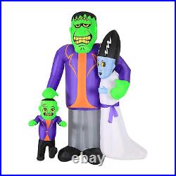 7 Ft Pre Lit Inflatable Monster Family Halloween Yard Decoration
