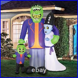 7 Ft Pre Lit Inflatable Monster Family Halloween Yard Decoration