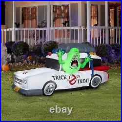 7' Gemmy Airblown Ghostbuster's Ecto-1 Mobile with Slimer Halloween 552108