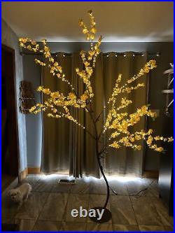 7' Outdoor 600 LED Lighted Yellow Plum Blossom Tree Garden Reflections Twinkle