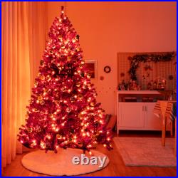 7'Pre-lit Purple Halloween Christmas Tree with Orange Lights Pumpkin Decorations