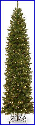 7ft Pre-Lit Artificial Slim Christmas Tree Spruce 500 White UL Lights Metal Base