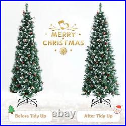 7ft Pre-Lit Slim Artificial Christmas Tree Artificial Xmas Tree 350 LED Light