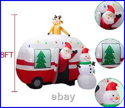 8FT Christmas Inflatable Santa Snowman Camper Inflatables Decoration with LED Li
