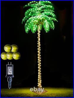 8FT LED Lighted Palm Tree with Coconuts Christmas Tree Outdoor Decor Artificial