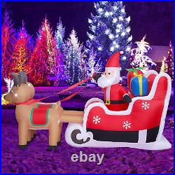 8Ft Christmas Inflatable Decorations Outdoor Claus on Sleigh