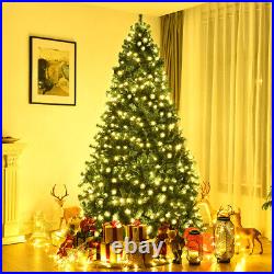 8Ft Pre-Lit Hinged PVC Artificial Christmas Tree with 430 LED Lights & Stand Play