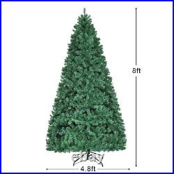 8Ft Pre-Lit Hinged PVC Artificial Christmas Tree with 430 LED Lights & Stand Play