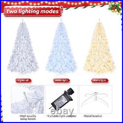 8Ft Snow Flocked Artificial Pine Christmas Tree Holiday Decoration With 670 Lights