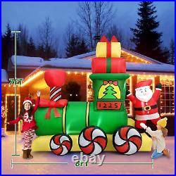 8 FT Giant Christmas Inflatable Santa Driving Train Outdoor Decorations- Blow up