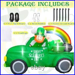 8 FT St Patricks Outdoor Decorations, Giant Lucky Leprechaun Driving Truck