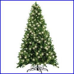 8ft Artificial Holiday Standing Xmas Christmas Tree + WHT LED Prelit Light Decor