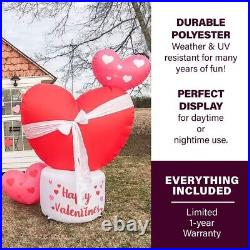 96 in. X 25.5 in. Valentine's Day Heart Inflatable with Lights Valentines Day