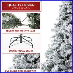 9FT Snow-Flocked Pine Realistic Artificial Holiday Christmas Tree with Stand