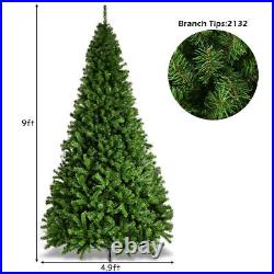 9Ft PVC Artificial Christmas Tree 2132 Tips Premium Hinged with Metal Legs Home