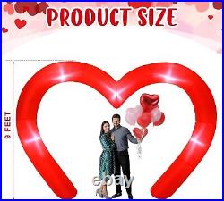 9 FT Red Heart Shaped Arch Valentines Day Inflatables Outdoor Home Decorations
