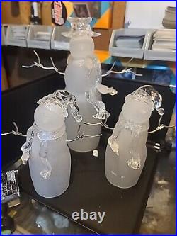Acrylic Frosted Glass Snowmen Set 3 Pics Don't Do Them Justice WOW