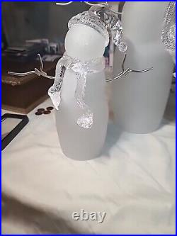 Acrylic Frosted Glass Snowmen Set 3 Pics Don't Do Them Justice WOW